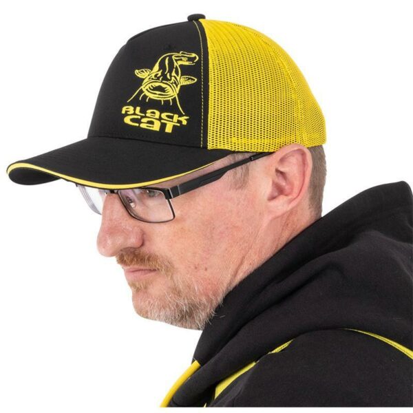Black Cat Casquette Black And Yellow Trucker Cap